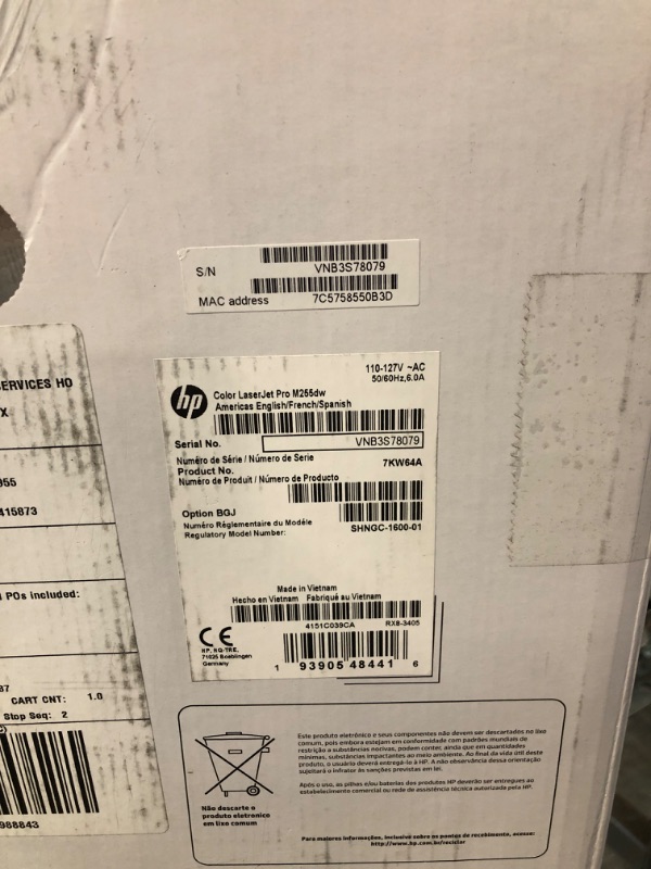 Photo 1 of *Brand New* HP Color LaserJet Pro M255dw Wireless Laser Printer, Remote Mobile Print, Duplex Printing, Works with Alexa (7KW64A), White
