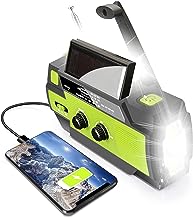 Photo 1 of ?Upgraded? Emergency Weather Radio, Hand Crank, 4000mAH, Portable, Solar Charging, with AM/FM/NOAA, 3 LED Flashlights, Motion Sensor, Reading Lamp, SOS Alarm, Rechargeable (Green)