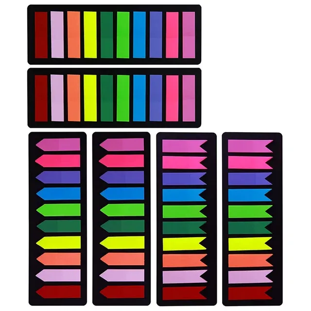 Photo 1 of 1200 Pieces Sticky Tabs Page Markers, Book Tabs Arrow Flags Colored Writable and Repositionable Book Markers, (10 Colors, 6 Sets) Book Annotation Tabs Supplies
