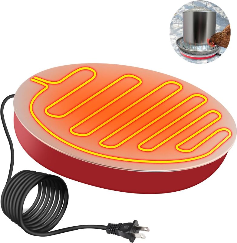 Photo 1 of BBTO Chicken Water Heater, 110V 80Watts Heated Chicken Waterer Metal Base for Winter Deicer, Poultry Waterer Heater Base Fits Plastic/Metal Waterer, Pet Water Heater with 6 ft Cord for Poultry Founts
