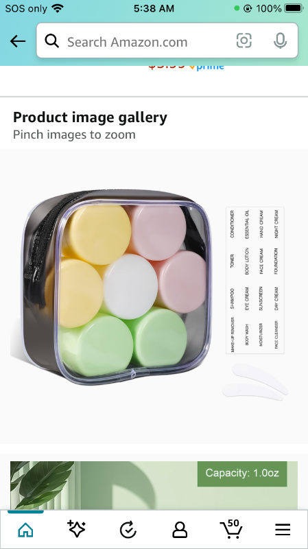 Photo 1 of 4.1 4.1 out of 5 stars 25
ASEVAT Travel Containers for Toiletries, 7 pack Leakfproof Travel Cosmetic Containers with Lids, Small Cosmetic Jars for Cream, Lotion, Face Scrub, Hair Conditioner (1oz with Bag)