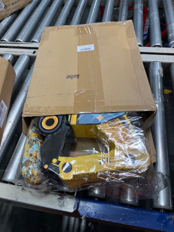 Photo 1 of Construction Dump Truck Pinata Construction Pinata with Blindfold and Bat Construction Party Supplies Tractor Excavator Pinatas for Boy Kids Construction Truck Birthday Decor (Excavator)