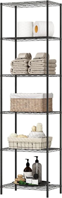 Photo 1 of **USED** HOMEFORT 6-Tier Wire Shelving, 6 Shelves Unit Metal Storage Rack, Durable Organizer, Perfect for Pantry Closet Kitchen Laundry Organization (Black)
