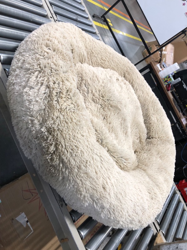 Photo 3 of **used needs cleaned**  Best Friends by Sheri The Original Calming Donut Cat and Dog Bed in Shag and Lux Fur, Machine Washable, High Bolster, Multiple Sizes S-XXL Shag Taupe Extra Large 45" x 45" Bed Only