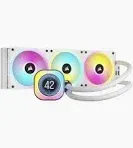 Photo 1 of Corsair iCUE H150i Elite LCD XT Liquid CPU Cooler - IPS LCD Screen - Three AF120 RGB Elite Fans - 360mm Radiator - Fits Intel® LGA 1700, AMD® AM5, and More - Included iCUE Commander CORE - White ELITE LCD XT 360mm Radiator White