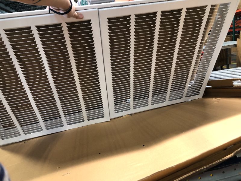 Photo 3 of 40" X 20 Steel Return Air Filter Grille for 1" Filter - Fixed Hinged - Ceiling Recommended - HVAC Duct Cover - Flat Stamped Face - White [Outer Dimensions: 42.5 X 21.75] 40 X 20