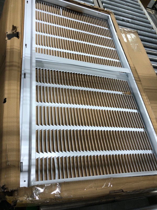 Photo 5 of 40" X 20 Steel Return Air Filter Grille for 1" Filter - Fixed Hinged - Ceiling Recommended - HVAC Duct Cover - Flat Stamped Face - White [Outer Dimensions: 42.5 X 21.75] 40 X 20
