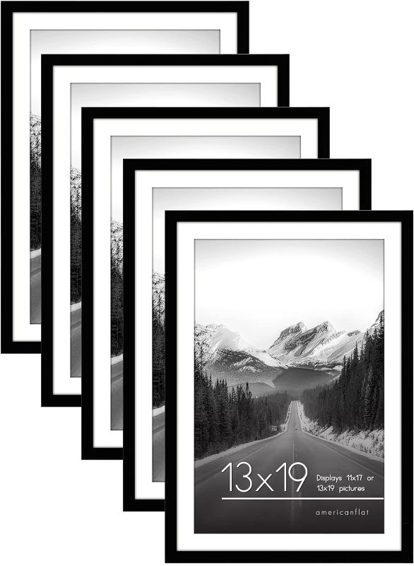 Photo 1 of upsimples 18x24 Picture Frame Set of 5, Display Pictures 16x20 with Mat or 18x24 Without Mat, Wall Gallery Photo Frames, Black