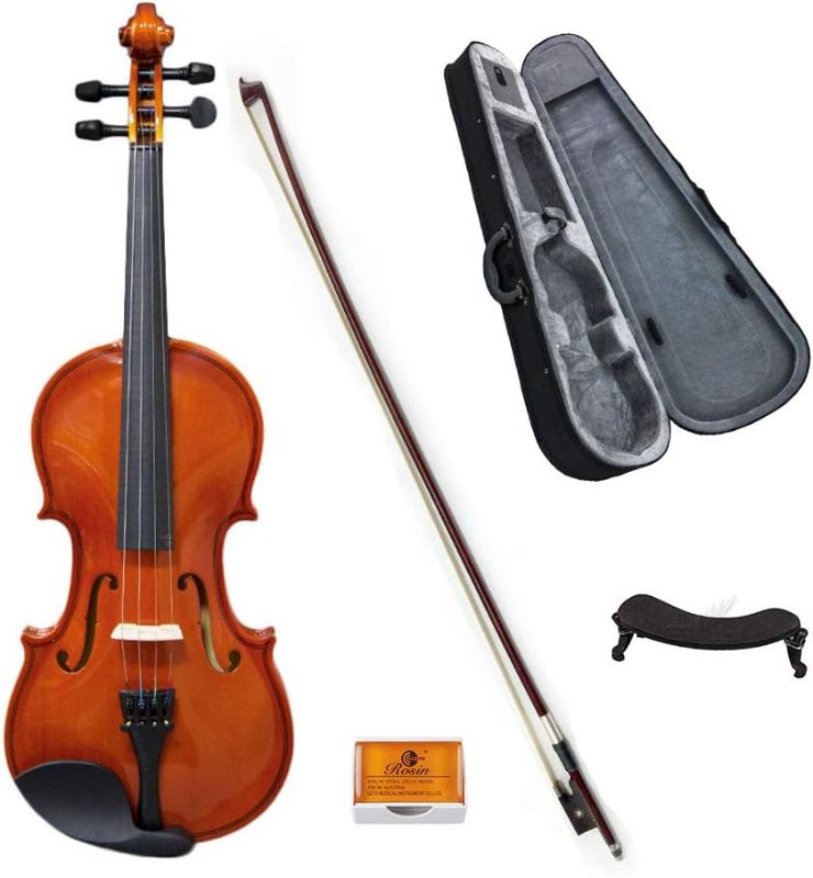 Photo 1 of 1/4 Size VN002 Student Level Acoustic Violin High Flame with Case Bow Rosin and Shoulder Rest (1/4)