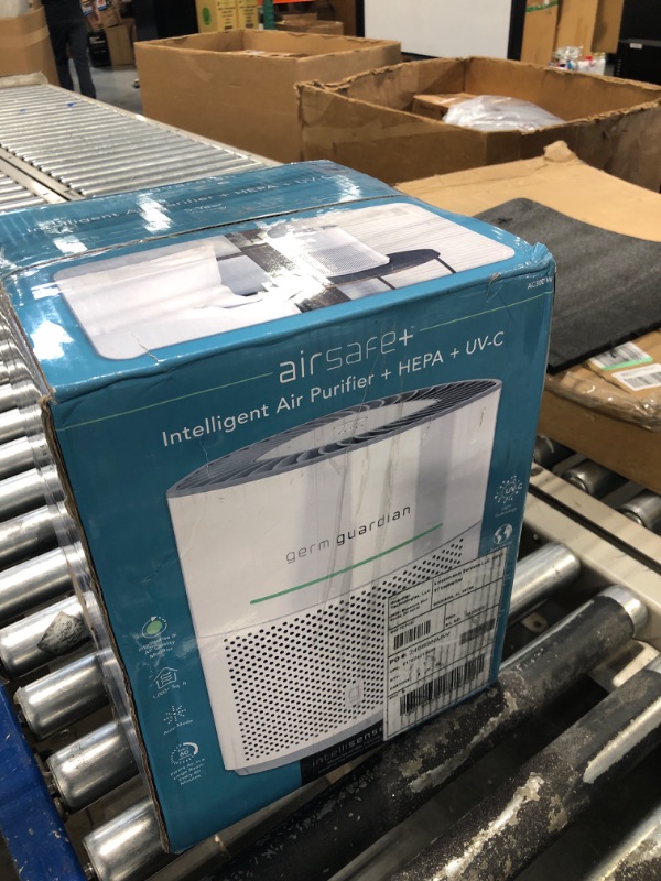 Photo 1 of Germ Guardian AirSafe+ Intelligent Air Purifier with 360° HEPA 13 Filter, Removes 99.97% of Pollutants, Large Rooms over 1000 Sq. Ft, Air Quality Sensor, UVC Light, Zero Ozone Verified, White AC3000W
