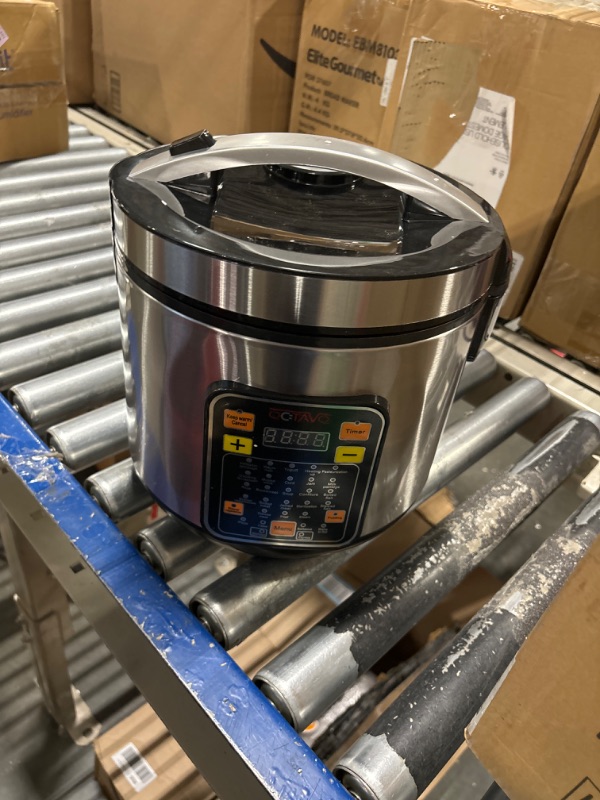 Photo 1 of OCTAVO 10 Cup(uncooked) Rice Cooker with 31 Functions, 24-Hour Delay Timer, Digital Cool-Touch Rice Grain Cooker with Food Steam Tray, Silver 20 Cup Cooked