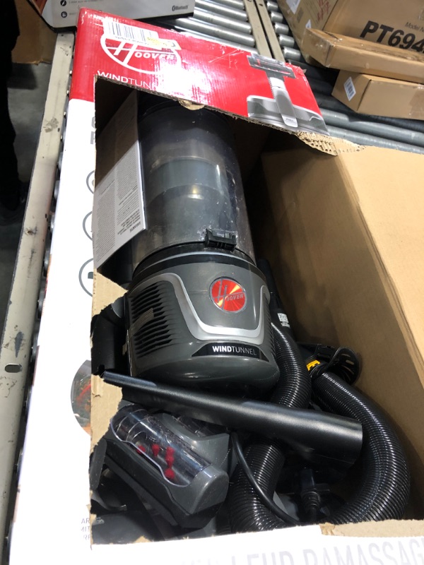 Photo 3 of **NEEDS CLEANED**Hoover WindTunnel All-Terrain Dual Brush Roll Bagless Upright Vacuum Cleaner Machine, for Carpet and Hard Floor, Strong Suction with Versatile Tools, HEPA Filter, Lightweight, UH77200V, Silver
