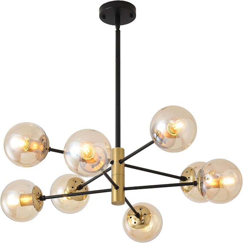 Photo 1 of 8 Lights Modern Sputnik Chandeliers, Mid Century Light Fixture with Glass Shade, Height Adjustable Recessed Ceiling Light fixtures for Dining Room, Kitchen, Living Room, Bedroom, Study, Office, Bar
