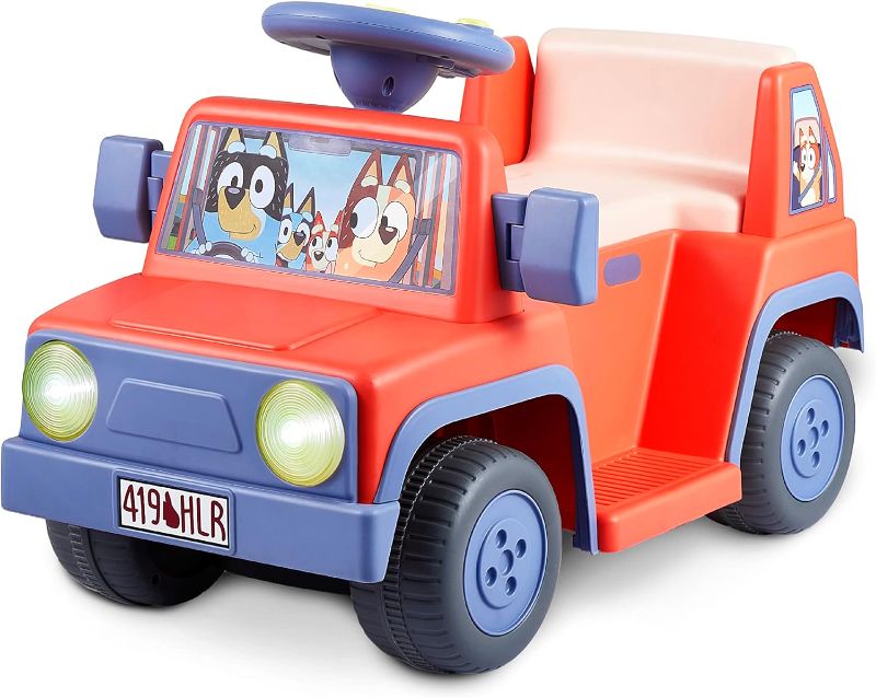 Photo 1 of Bluey 6V Ride On Car for Toddlers - Interactive Electric Car for Kids with Sound Effects & Music, Riding Toy for Boys & Girls, Includes 6V Rechargeable Battery & Charger
