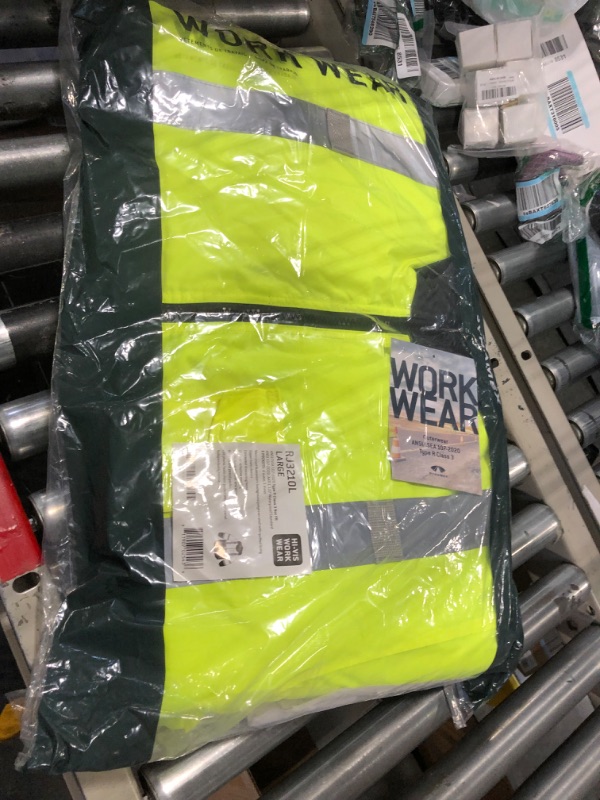 Photo 3 of Pyramex Safety RJ3210L RJ32 Series Jackets Hi-Vis Lime Bomber Jacket with Quilted Lining - Size Large
