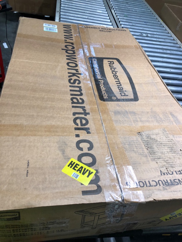 Photo 1 of Rubbermaid Commercial Products 2-Shelf Utility/Service Cart, Medium, Lipped Shelves, Ergonomic Handle, 500 Lbs Capacity, for Warehouse/Garage/Cleaning/Manufacturing (FG452088BlA) Medium Ergonomic Handle Heavy Duty