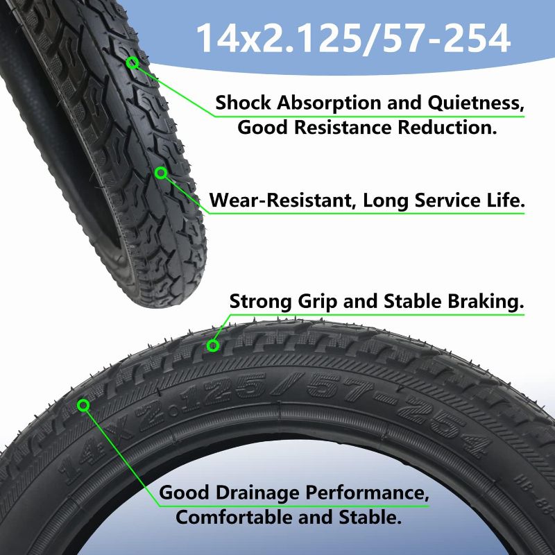 Photo 1 of 14X2.125 Bike Folging Tyre for Gas Electric Scooters 14 Inch E-Bike Wheel Tire, Replacement Wheels Durable and Strong, Electric Bike Parts, Bike Tire for Electric Scooter Bike
