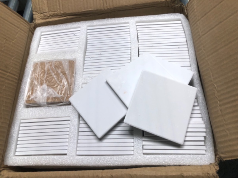 Photo 2 of 100 Pack Ceramic Tiles for Crafts Coasters, Ceramic White Tiles Unglazed 4x4 with Cork Backing Pads, Use with Alcohol Ink or Acrylic Pouring, DIY Make Your Own Coasters, Mosaics, Painting Projects