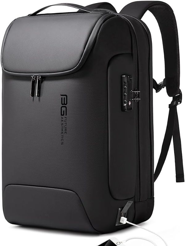 Photo 1 of BANGE Business Smart Backpack Waterproof fit 15.6 Inch Laptop Backpack with USB Charging Port,Travel Durable Backpack (Black(three Pocket), Large)