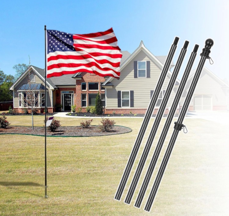 Photo 1 of HIBLE 10 FT Carbon Fiber Flag Pole in Ground, Outdoor Flag Pole for House Yard with Rotating Spinners 1 Inch Black Flag Pole (No Bracket and Flag)