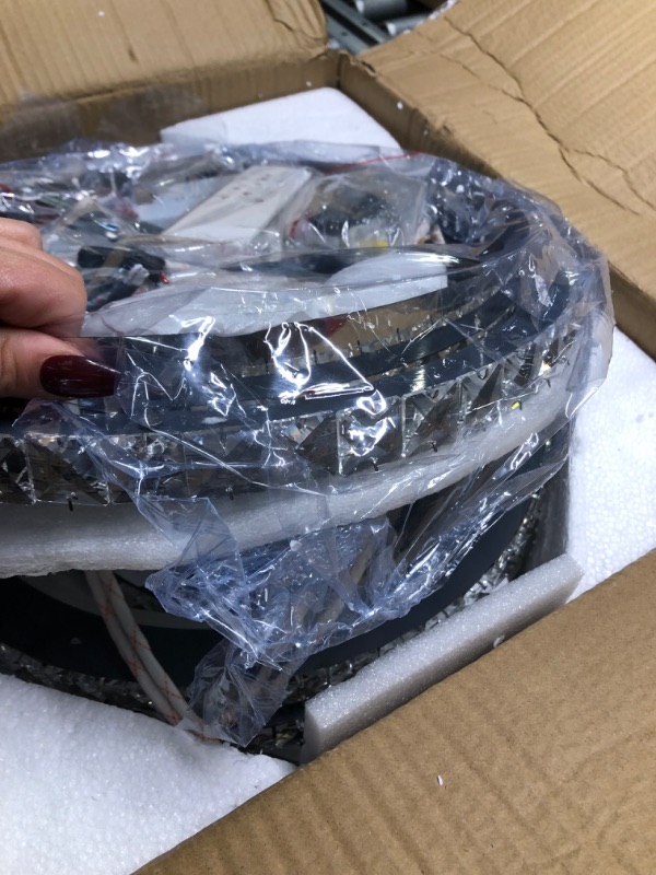 Photo 1 of SZXYKEJI3 RGB Crystal Ceiling Light Modern LED Ceiling Light Fixture with Remote Control Large Chrome Dimmable Flush Mount Chandelier for Livingroom Dining Room Kitchen Bedroom.