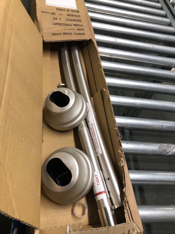 Photo 1 of Zenna Home NeverRust Rustproof Aluminum Tension Mount Curved Shower Rod, 50"-72", Satin Nickel Tension Curved Shower Rod Satin Nickel