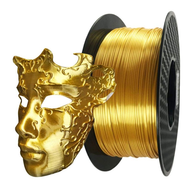 Photo 1 of 3D Printer Silk Gold PLA Filament 1.75mm 1KG 2.2LBS Spool 3D Printing Silky Shine PLA Materials Golden Color HZST3D
