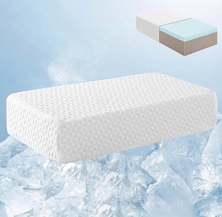 Photo 1 of Cooling Cube Pillow for Side Sleepers Memory Foam Bed Firm Pillow Soft Pillow Support Head Neck Shoulder Pain Relief