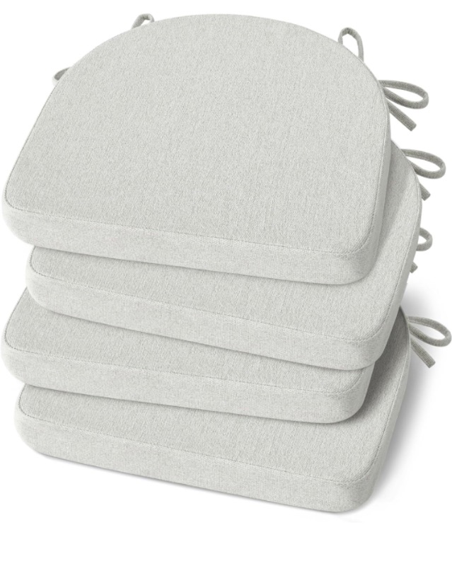 Photo 1 of BASIC BEYOND Chair Cushions for Dining Chairs Kitchen Chair Cushions Set of 4 with Ties, Memory Foam Chair Pads for Dining Chairs, Non Slip Seat Cushions for Dining Room Chairs(Light Grey)