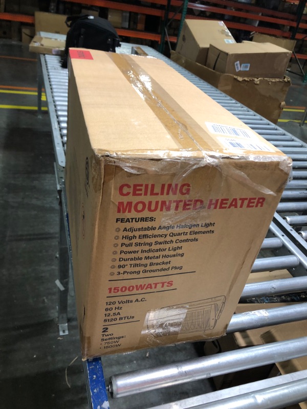 Photo 1 of 2 Packs -Electric Garage Heaters for Indoor Use, 1500W/750W Ceiling Mounted Radiant Heaters with Halogen Light, 90 Degree Rotation, 5 Mode Settings, Space Heater for Garage, Shop, Large Room and Patio