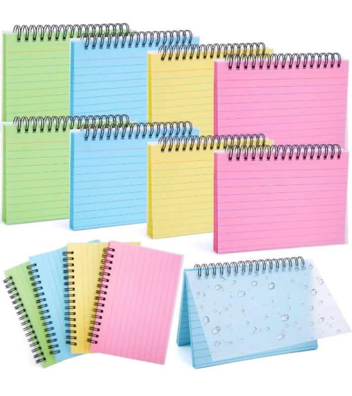 Photo 1 of Koogel 400PCS Spiral Index Cards 4x6, Colored Note Cards with Waterproof Covers, Blank Flash Cards Ruled Spiral Bound Index Cards for Class Student Office School