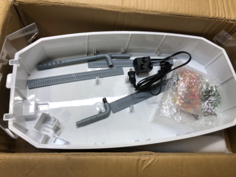 Photo 1 of VERABE Small Turtle Tank with Lid, Acrylic Turtle Aquarium with Water Pump, Full View Visually Reptile Turtle Habitat, Easy to Clean and Change Water, Multi Functional Area, Medium, White