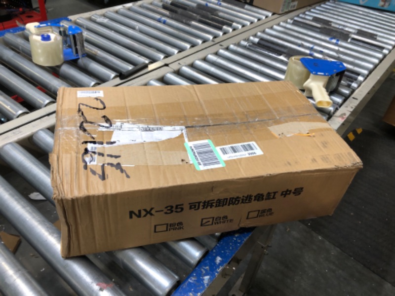 Photo 1 of VERABE Small Turtle Tank with Lid, Acrylic Turtle Aquarium with Water Pump, Full View Visually Reptile Turtle Habitat, Easy to Clean and Change Water, Multi Functional Area, Medium, White