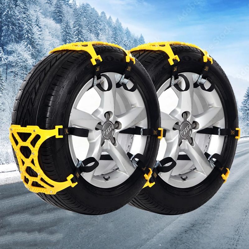 Photo 1 of 6pc Snow Chains Invisible Car Anti Slip Tire Chain Mud Tyre Wheels Anti-Skid Belt For Car/SUV/Truck Buckle All Season Emergencies Road Trip