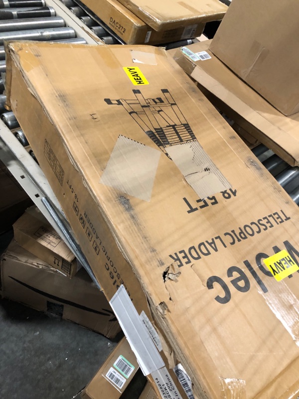 Photo 1 of Wolec 18.5FT Telescoping A Frame Ladder with Stabilizer Bar Wheels,Portable Multi-Purpose Collapsible Ladder for Roof Ceiling Household Use