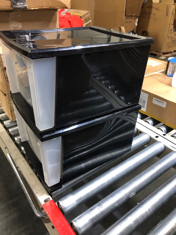 Photo 1 of IRIS USA 17 Qt. Plastic Stackable Storage Drawers, Medium, 4 Pack, Multi-Purpose Bins for Bedroom, Bathroom, Closet, Dorm, Craft Room, Garage, Nursery, Office, Under Sink, Black 17 Qt Black Drawer