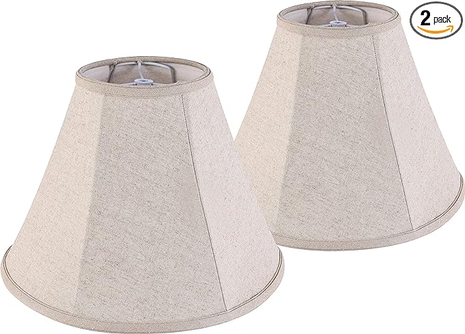 Photo 1 of 2 Lamp Shades - 5.9" Top x 13.4" Bottom x 10.6" High - Beige Linen Bell Lampshades - Hand Crafted - Spider Fitter - Art Decor - for Table & Floor Lamps - Replacement Lampshade in Natural Linen-Beige