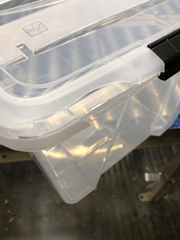 Photo 2 of **NEEDS NEW LID** IRIS USA 72 Qt. Plastic Storage Bin Tote Organizing Container with Durable Lid and Secure Latching Buckles, Stackable and Nestable; Crystal Clear 72 Qt. -Crystal Clear