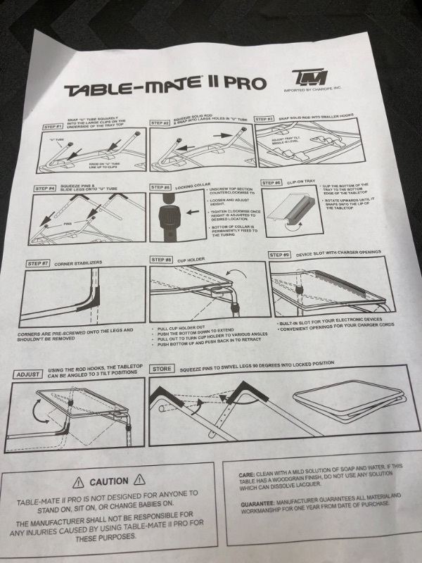 Photo 5 of Table-Mate II Plus TV Tray Table - Folding Couch Trays for Eating, Portable Bed Dinner Adjustable TV Table with 3 Angles, Cup Holder, Black