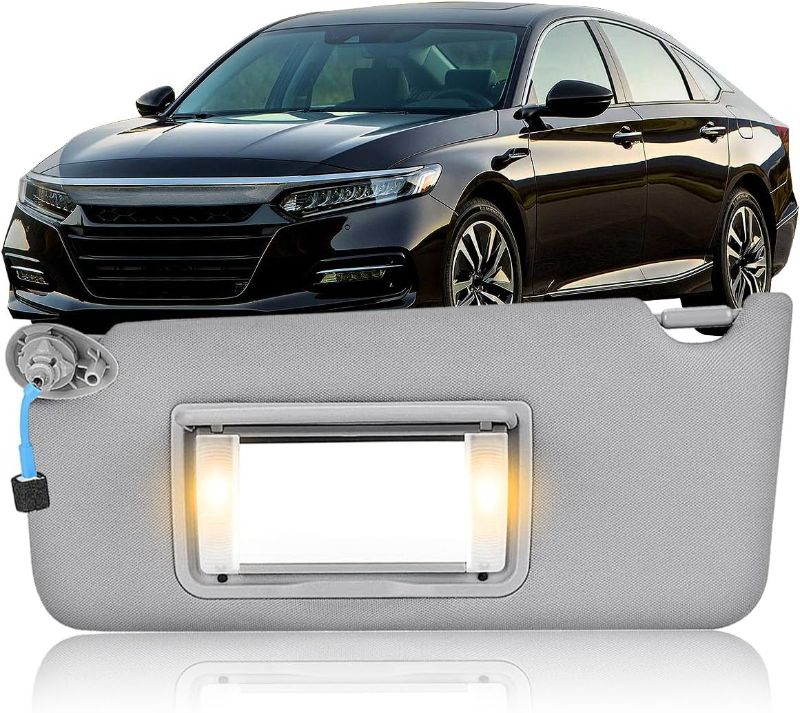 Photo 1 of Left Driver Side Sun Visor Compatible with Honda Accord 2008-2017 with Light OEM : 83280-TA5-A51ZA (Grey) Left Driver Side Grey