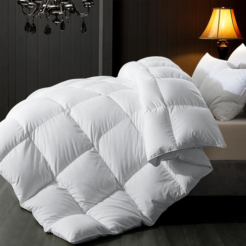 Photo 1 of  Comforter Full Size, Luxurious All Season Fluffy Down Duvet Insert, Ultra Soft Hotel Collection 100% Cotton Cover Bed Comforter, White 82x86 Inch