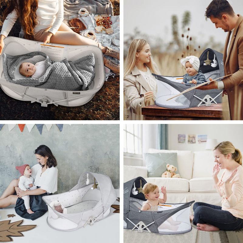 Photo 3 of Beberoad Love Baby Travel Bassinet Portable Bassinet-Folding Portable Baby Bed Baby Bassinet in Bed Mini Travel Crib Infant Travel Bed with Mosquito Net and Canopy Lightweight Washable Foldable