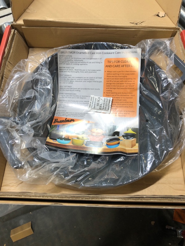 Photo 1 of Bruntmor 14 Inch Enameled Cast Iron Wok/Pot. 14" Nonstick Enamel Skillet Pan With Large Loop Handles & Flat Base. Cookingware For Kitchen/Indoor/Outdoor Camping. (Grey) Gray