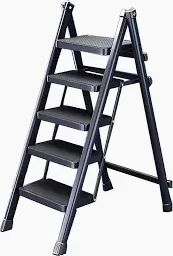 Photo 1 of 4 Step Ladder, SPIEEK Folding Step Stool with Wide Anti-Slip Pedal, 330lbs Capacity Portable Lightweight Ladders for Home Kitchen Outdoor, Black Black 4-step