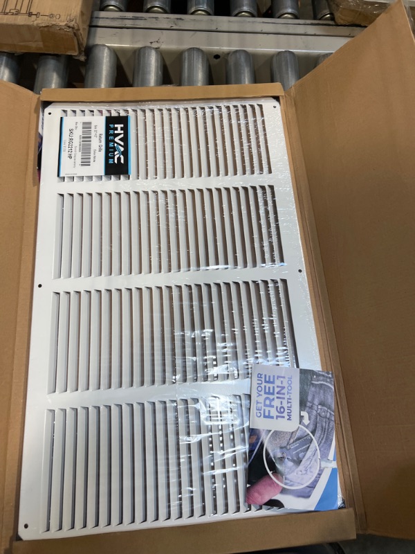 Photo 3 of 22" x 12" Return Air Grille - Sidewall and Ceiling - HVAC Vent Duct Cover Diffuser - [White] [Outer Dimensions: 23.75w X 13.75"h] 22 x 12 White