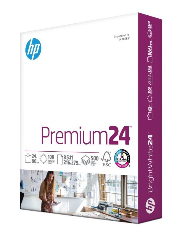 Photo 1 of HP Printer Paper | 8.5 x 11 Paper | Premium 24 lb | 1 Ream - 500 Sheets | 100 Bright | Made in USA - FSC Certified | 112400R 1 Ream | 500 Sheets Premium24