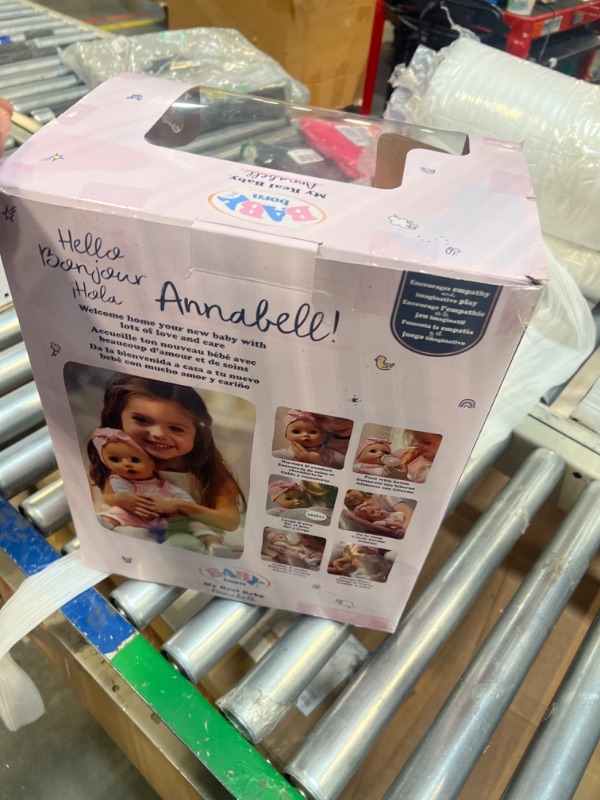 Photo 1 of Baby Born My Real Baby Doll Annabell - Blue Eyes: Realistic Soft-Bodied Baby Doll Ages 3 & Up, Sound Effects, Drinks & Wets, Mouth Moves, Cries Real Tears, Eyes Open & Close, Pacifier