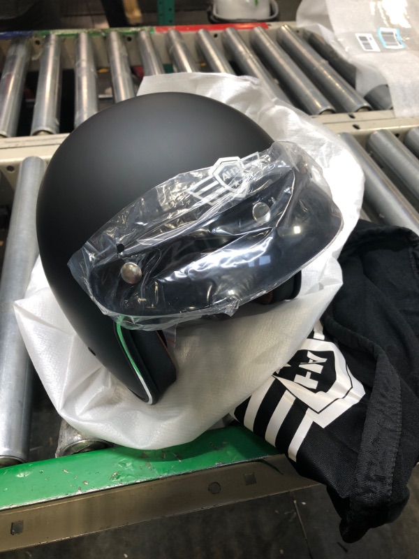 Photo 3 of AHR Half Face Motorcycle Helmet DOT Approved Half Helmet for Motorbike Cruiser Chopper, Run-C & Run-D, Matt Black or Patriotic Flag Matt Black Medium