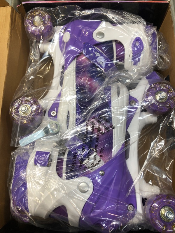 Photo 3 of Gonex Roller Skates for Girls Kids Boys Women with Light up Wheels and Adjustable Sizes for Indoor Outdoor A-Purple L-Youth (4Y-7Y/ 9.4Inch-10.4Inch)