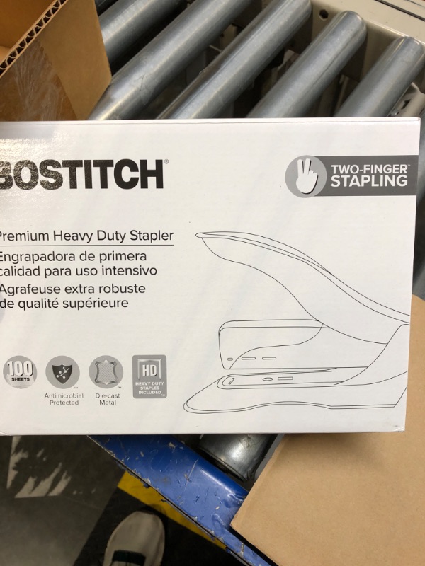 Photo 3 of Bostitch inHANCE+100 Heavy Duty Stapler - Two Fingers, No Effort, Spring Powered Stapler - 100 Sheets, Gray (1300)